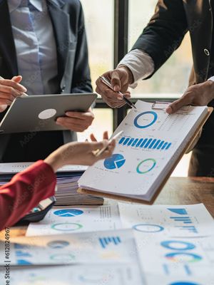 Financial analyst reviewing data